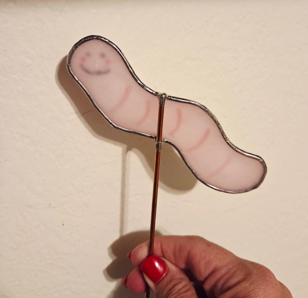 Wormie Stained Glass Plant Stake