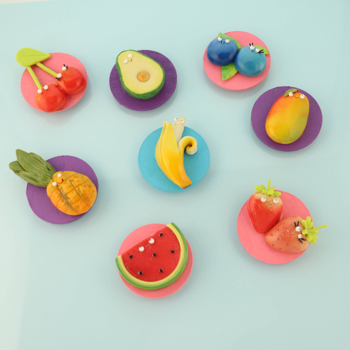 Strawberry Food Magnet – Handmade Clay Fruit Fridge Friend