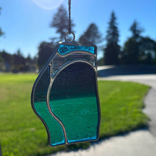 Sporty Butt Stained Glass (blue thigh/black iridescent thong)