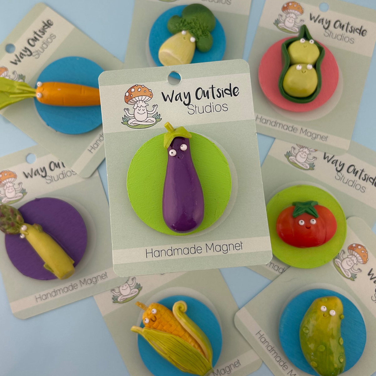 Eggplant Food Magnet – Handmade Clay Fridge Friend