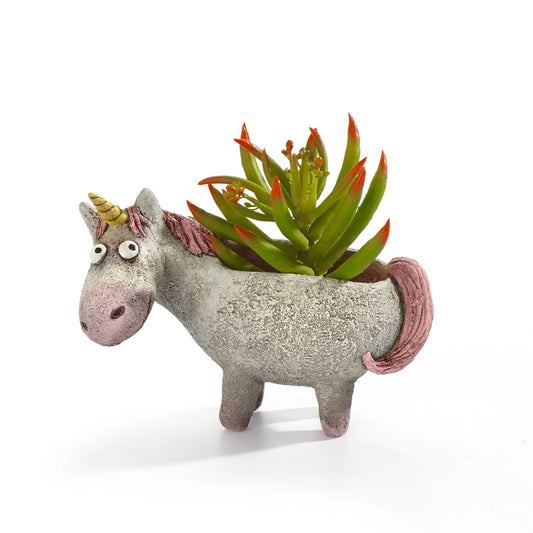 Percival the Unicorn Blobhouse Planter +bag of soil & succulent(s)!