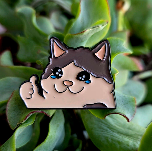 Sad Thumbs Up Cat Pin