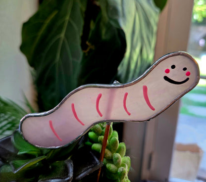 Wormie Stained Glass Plant Stake