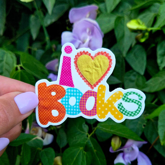 I Love Books Patchwork Sticker