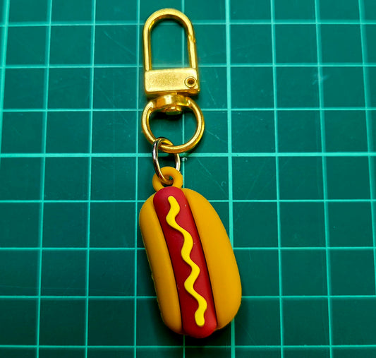 Hot Dog Combo (hot dog keychain + the lounging hot dog sticker)
