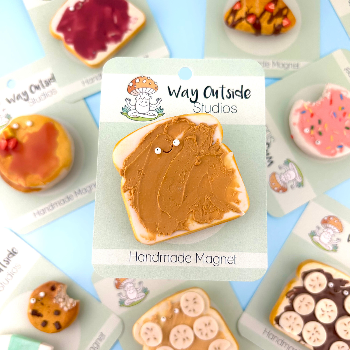 Peanut Butter Toast Food Magnet – Handmade Clay