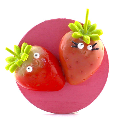 Strawberry Food Magnet – Handmade Clay Fruit Fridge Friend