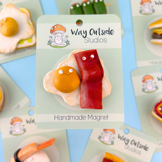 Bacon & Eggs Food Magnet – Handmade Clay