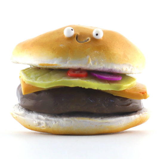 Cheeseburger Food Magnet – Handmade Clay Fridge Friend