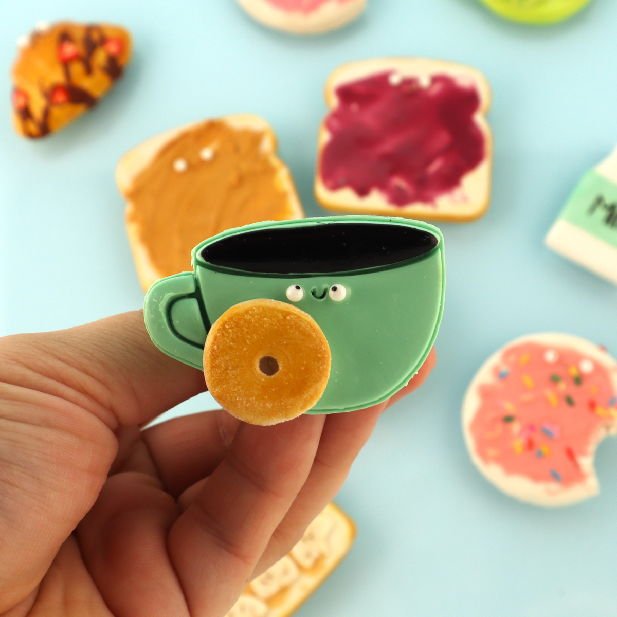 Coffee & Donut Food Magnet – Handmade Clay