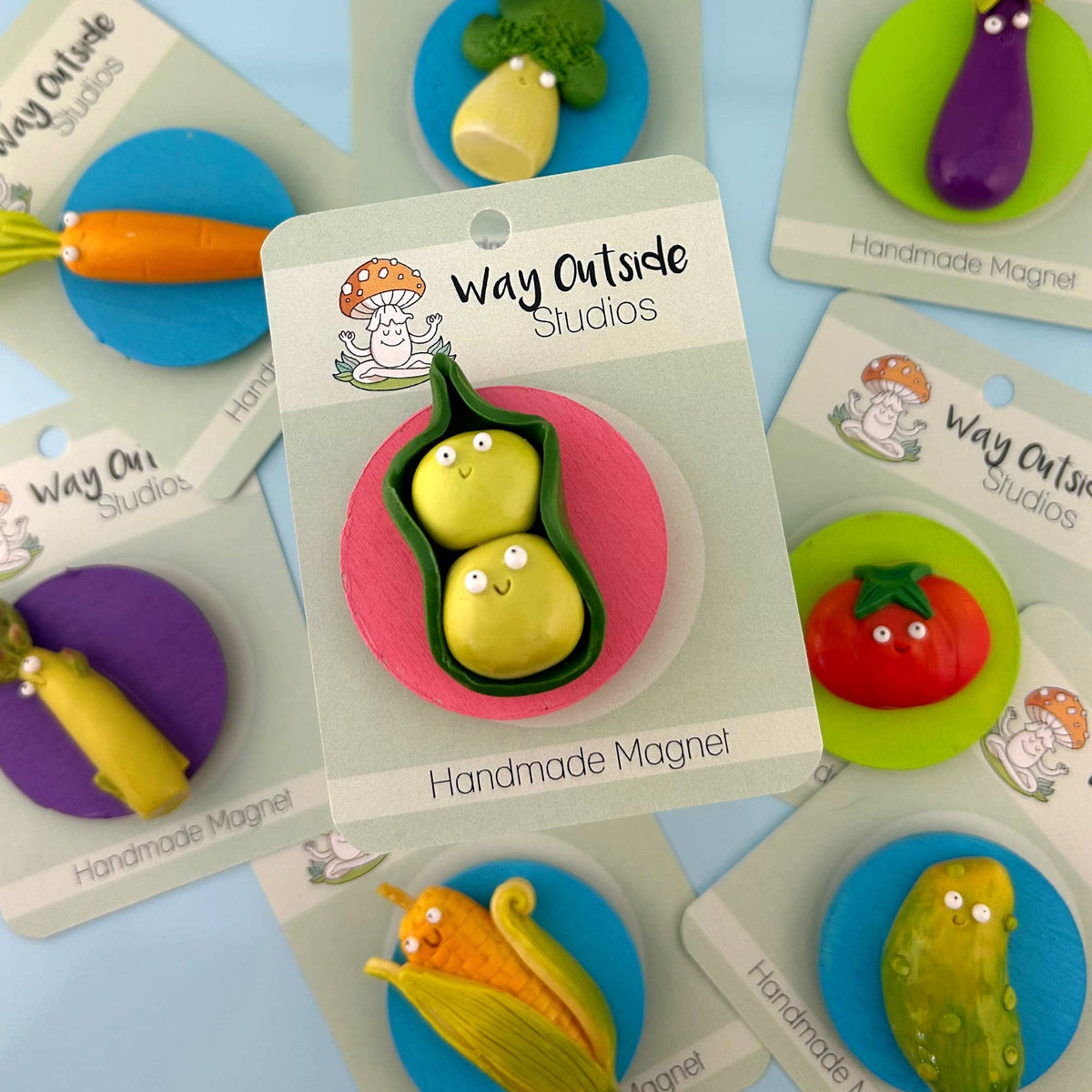 Pea Pod Food Magnet – Handmade Clay Fridge Friend