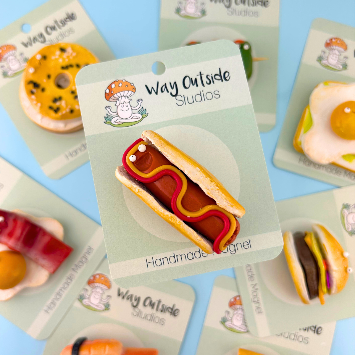 Hot Dog Food Magnet – Handmade Clay