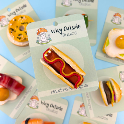 Hot Dog Food Magnet – Handmade Clay