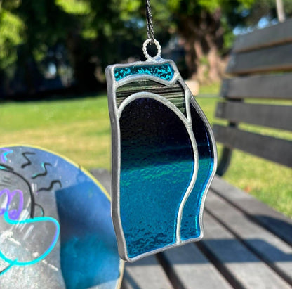 Sporty Butt Stained Glass (blue thigh/black iridescent thong)