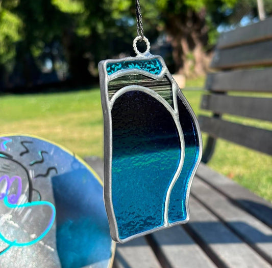 Sporty Butt Stained Glass (blue thigh/black iridescent thong)