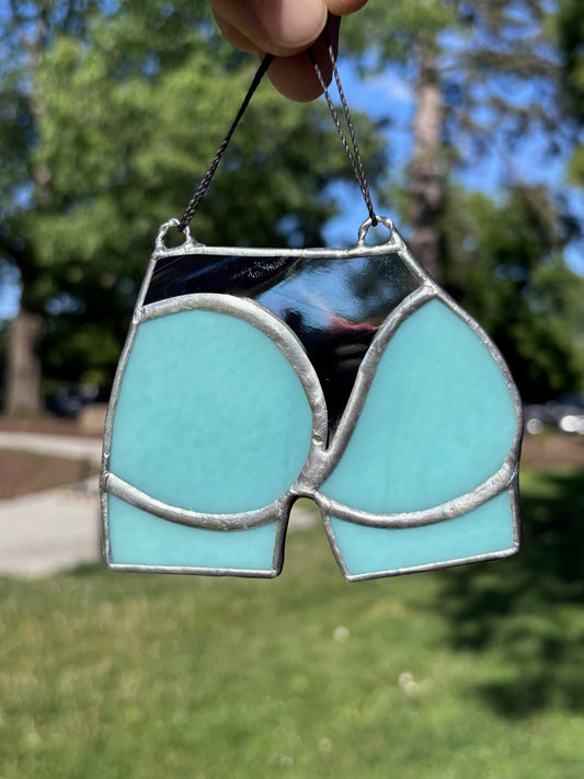 Juicy Butt Stained Glass (celeste cheeks+ clear black thong)