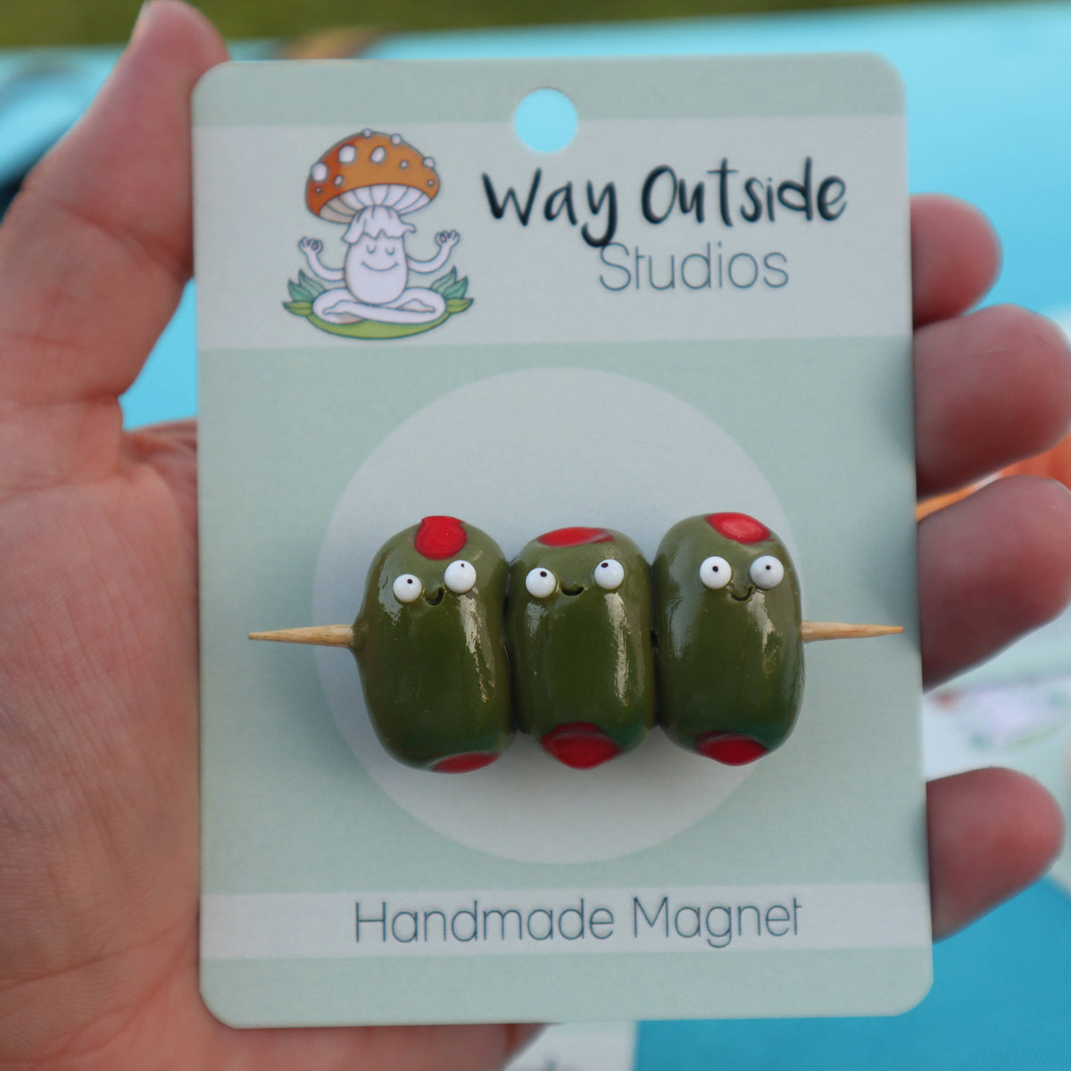 Olive Trio Food Magnet – Handmade Clay Fridge Friend