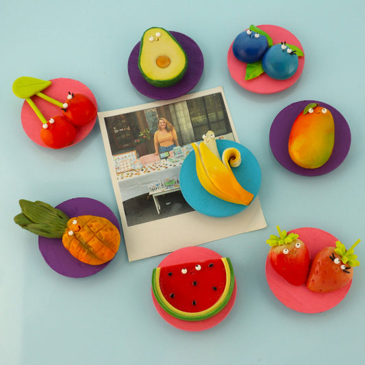 Strawberry Food Magnet – Handmade Clay Fruit Fridge Friend