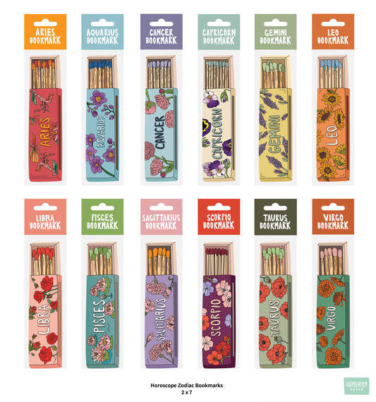All 12 Zodiac Matchbox Bookmarks (they're die cut!)