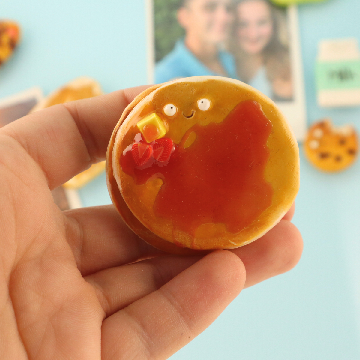 Pancake Food Magnet – Handmade Clay Fridge Friend